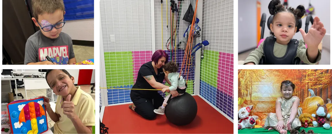 ¿Cómo califica un niño o adolescente para PPEC en Florida? 6 Imagen 1:Niño con dificultad de vision en el PPEC. Imagen 2: Niño feliz en el PPEC. Imagen 3: Terapeuta realizando terapia con equipos a una niña. Imagen 4: Niña con aparato médico en el PPEC. Imagen 5:Niña feliz con muchos juguetes en el PPEC.